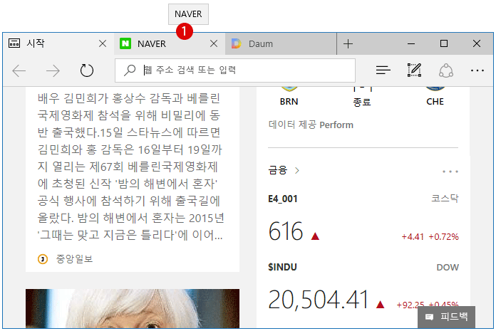 Microsoft Edge 미리보기 썸네일 이미지를 숨기기