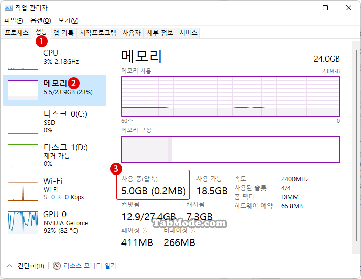 Windows 11 메모리 압축(Memory Compression) 활성화 또는 비활성화하기