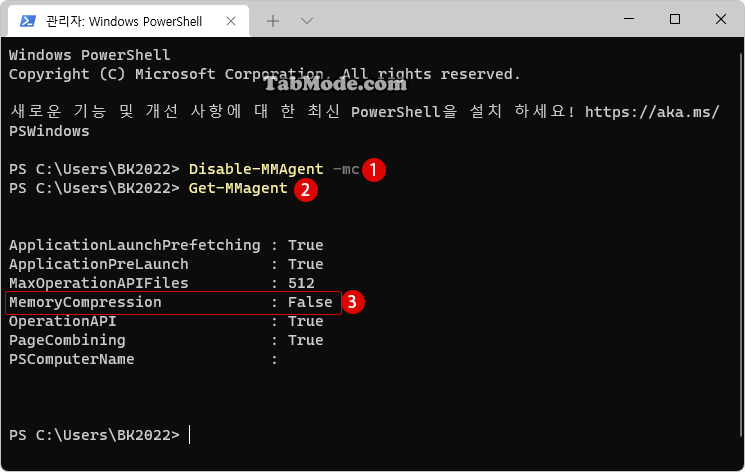 Windows 11 메모리 압축(Memory Compression) 활성화 또는 비활성화하기