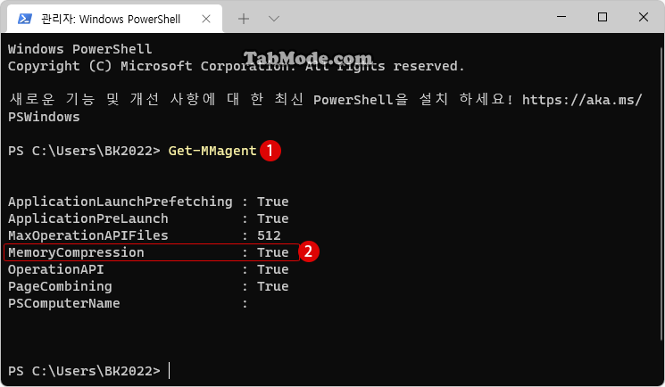 Windows 11 메모리 압축(Memory Compression) 활성화 또는 비활성화하기