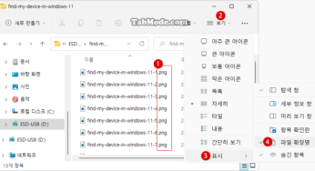 Windows 파일 탐색기의 파일 확장명을 표시 또는 숨기기