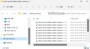 Windows 11 파일 탐색기에서 파일 항목 사이의 간격을 좁혀서 표시하기