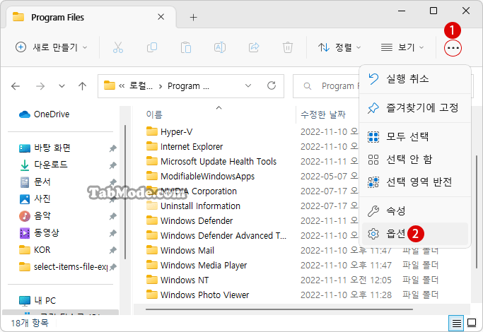 Windows 11 파일 탐색기에서 항목을 선택하는 방법